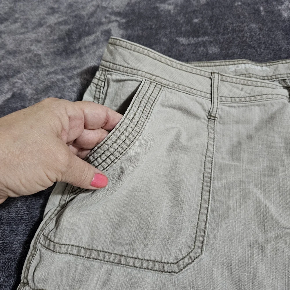 Sonoma Cargo Capri Cropped Pants Light Gray Cotton Lightweight Womens Size 16 - Picture 9 of 13
